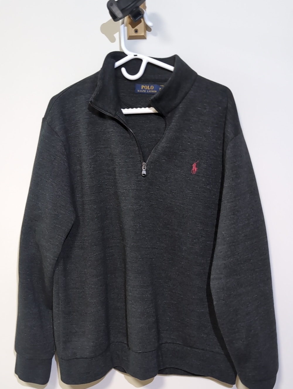 Polo by Ralph Lauren Charcoal Half-Zip Sweater with Red Pony